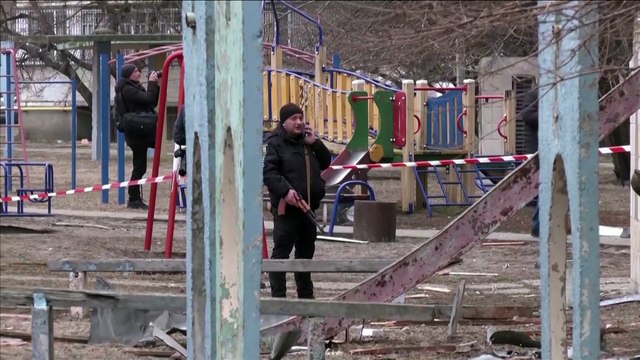 Residential building wrecked after Russian rocket attacks hit Kyiv