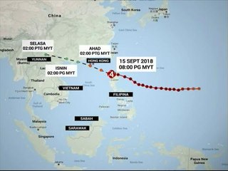 Taufan Mangkhut sedang menuju ke arah China.