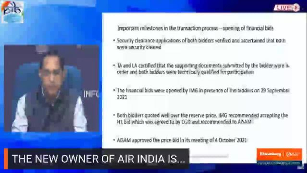 Government Announces New Owner Of Air India: Press Conference
