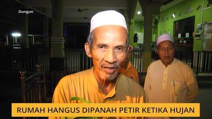 Rumah hangus dipanah petir ketika hujan
