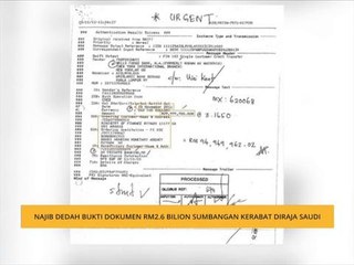 Najib dedah bukti dokumen RM2.6 bilion sumbangan kerabat Diraja Saudi