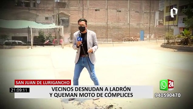 SJL: vecinos queman motocicleta de delincuentes tras asalto a mujer