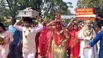 नौ दिन तक बहेगी भक्ति की गंगा, शिव महापुराण कथा पर निकाली कलश यात्रा