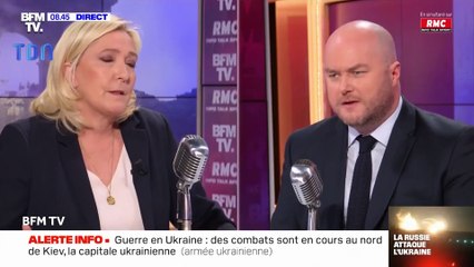 Il est totalement rationnel, brutal, impressionnant": Marine Le Pen "ne pense pas du tout" que Vladimir Poutine soit "un fou"