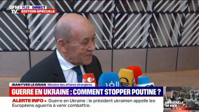Jean-Yves Le Drian: Il faudra viser davantage les oligarques [russes] et aussi mettre dans le paquet [de sanctions] le Belarus