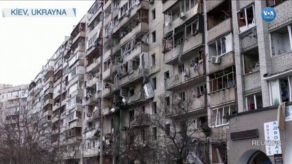 Rusya’nın Saldırılarında Kiev’de Harabeye Dönen Bina