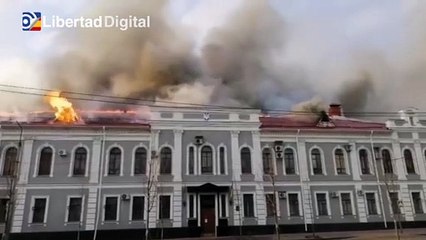 Un incendio destruye el edificio de los servicios de inteligencia ucranianos