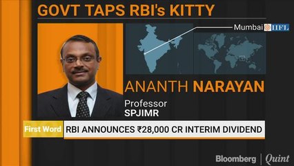 RBI Dividend Amount Not Worrisome, The Principle Is: Ananth Narayan