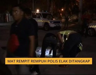 Mat rempit rempuh polis elak ditangkap