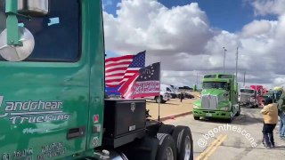 American Trucker Convoy Departs from California towards Washington DC