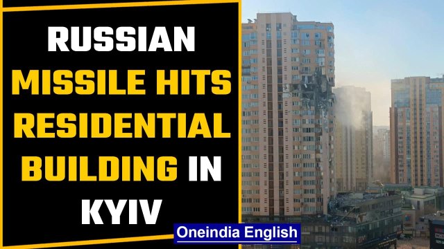 Russian missile hits high-rise residential building in Ukraine capital Kyiv | Watch | Oneindia News