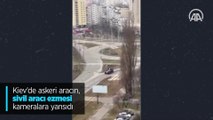 Kiev'de askeri aracın, sivil aracı ezmesi kameralara yansıdı