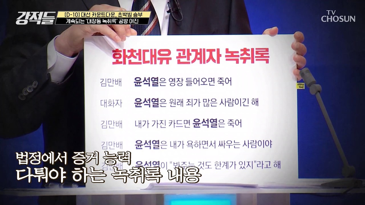 대장동 녹취록 둘러싼 여야 공방.. 특정 부분만 발췌해 공개한 녹취록 TV CHOSU...