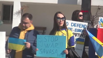 MUĞLA-BODRUM'DA YAŞAYAN UKRAYNALILAR'DAN RUSYA PROTESTOSU