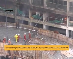 Tujuh pekerja binaan nyaris rentung terperangkap dalam kebakaran