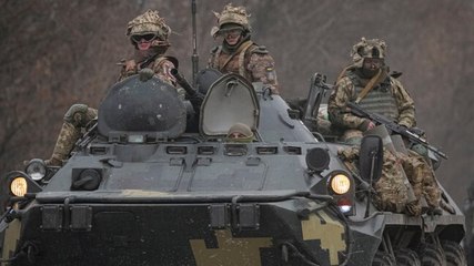 Large column of Russian vehicles move towards Ukraine's Sumy city