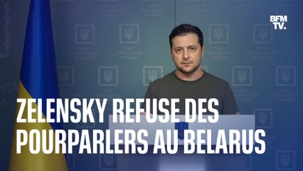 Télécharger la video: Volodymyr Zelensky ouvert à des négociations avec Moscou mais pas au Belarus