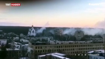 Çatışmaların sürdüğü Harkiv'den dumanlar yükseliyor