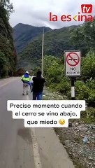 Preciso momento: Cae cerro en la carretera Interoceánica Cusco - Madre de Dios