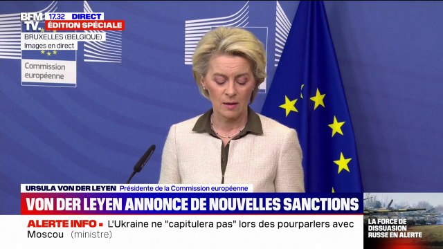 Guerre en Ukraine: la présidente de la Commission européenne annonce l'interdiction de plusieurs médias russes au sein de l'Union européenne