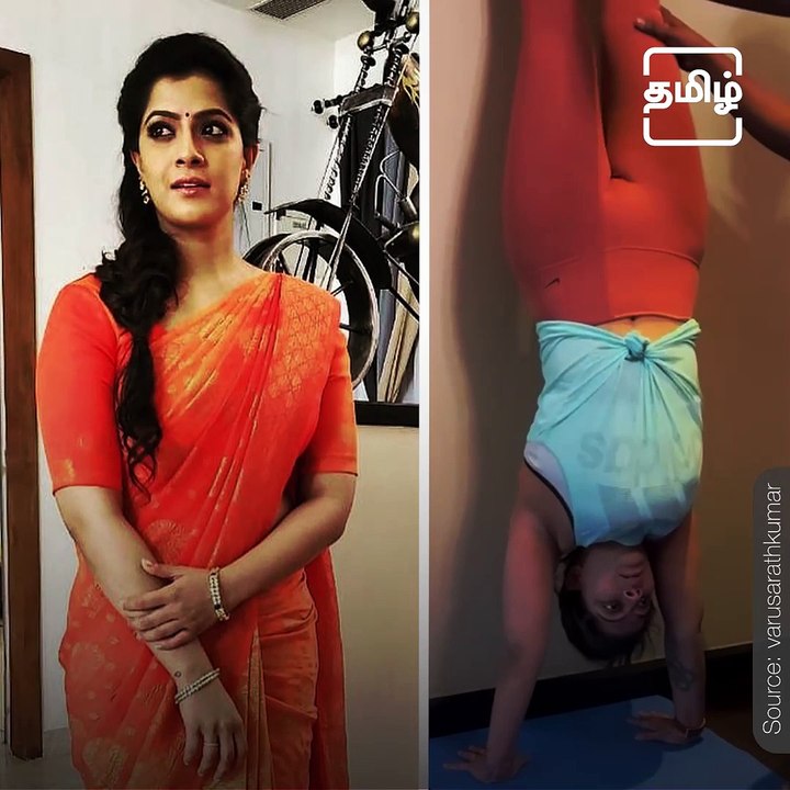 Actress Varalakshmi SarathKumar Stretches' And Flexes Her Body With Yoga