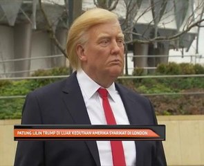Patung lilin Trump di luar Kedutaan Amerika Syarikat di London