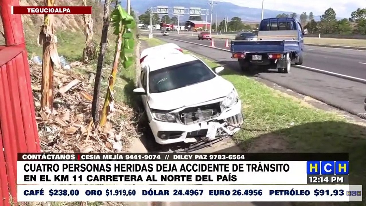 Cuatro personas lesionadas en un aparatoso accidente vial en la carretera del norte