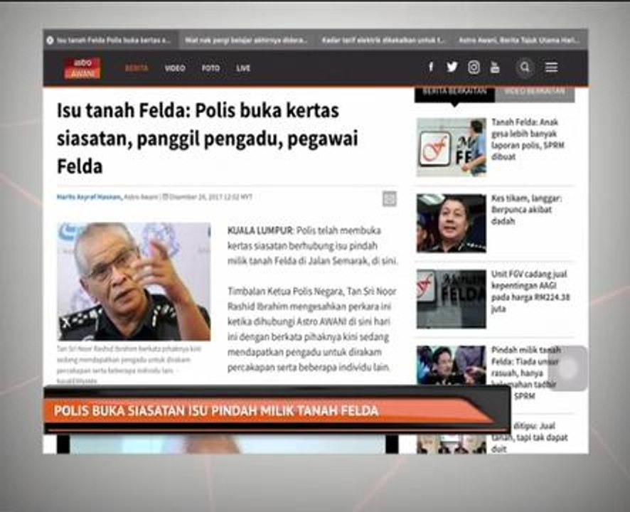 Polis buka siasatan isu pindah milik tanah Felda