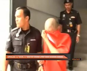 Dipenjara 16 tahun, 12 sebatan kerana liwat anak saudara sendiri