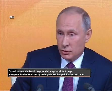 Vladamir Putin bertanding Pilihan Raya Presiden 2018