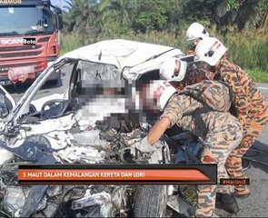 3 maut dalam kemalangan kereta dan lori