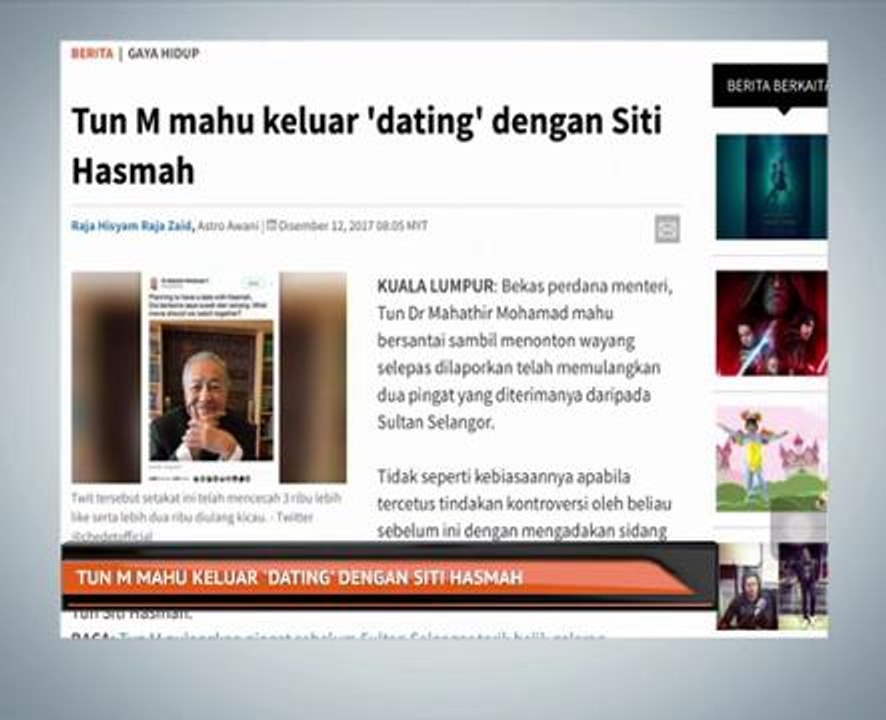 Tun Dr Mahathir Mohamad mahu keluar "dating" dengan Tun Siti Hasmah