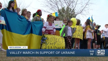 Arizonans march for Ukraine on Sunday at Phoenix's Ukranian Cultural Center