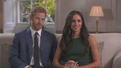 Britain's Prince Harry and Meghan Markle speak about their engagement
