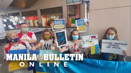 Ukrainian expats hold a rally in Makati City to express support for their countrymen
