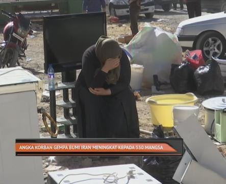 Angka korban gempa bumi Iran meningkat kepada 530 mangsa