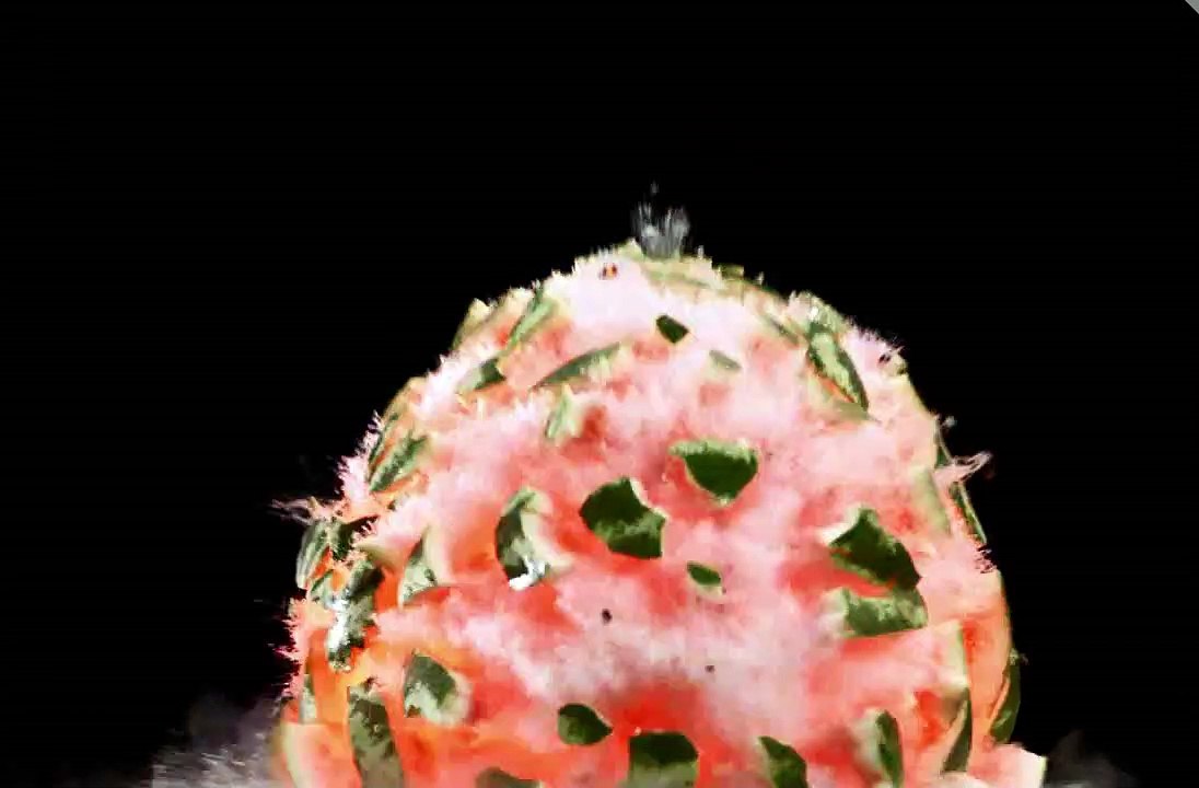 Blast in watermelon slow motion