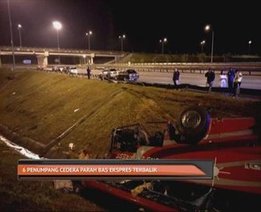 6 penumpang cedera parah bas ekspres terbalik