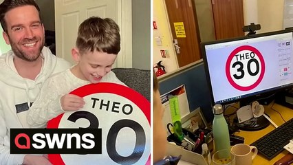 Autistic nine-year-old boy obsessed with cars designs his own 30mph sign