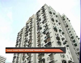 Kanak-kanak parah, jatuh dari tingkat lima