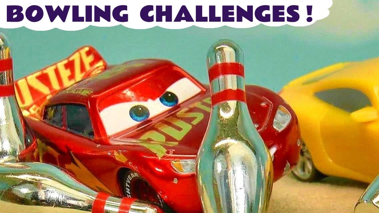 Cars 3 Lightning McQueen Races Bowling Challenges Toy Cars Races in these Funlings Race Stop Motion Hot Wheels Toy Story Full Episode Videos for Kids from Kid Friendly Family Channel Toy Trains 4U
