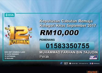 Keputusan cabutan BSN SSP, September 2017