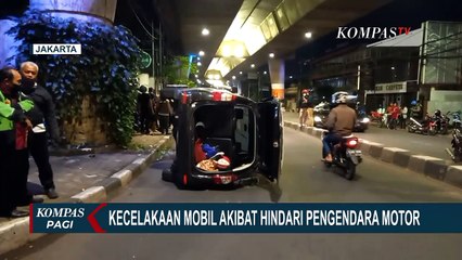Hindari Pengedara Motor, Mobil yang Dikendarai WNA Thailand Tabrak Trotoar Hingga Terguling