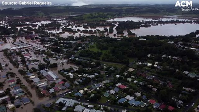 Aerial footage of flooding in Lismore, NSW after heavy rainfall | March 1, 2022 | ACM