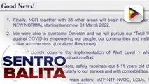 Pilipinas, nagtagumpay na vs. hamon ng Omicron variant, ayon kay Vaccine Czar Carlito Galvez; Pres. Duterte, may ‘special meeting’ hinggil sa tensyon sa Ukraine at Russia