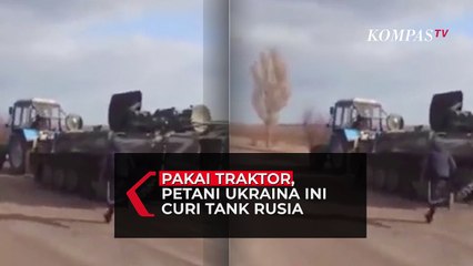 Pakai Traktor, Petani Ukraina Curi Tank Tempur Rusia!