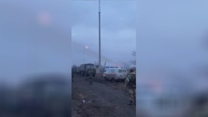 قصف براجمات الصواريخ في محيط كييف