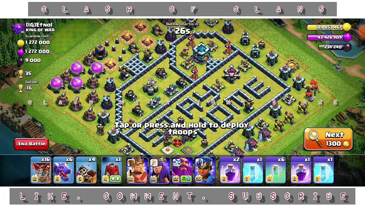 Clash Story No.02 - 06 Dragon + 04 Dragon Rider + 16 Balloon + 06 Invisible Spell - Invisible Draloon Attack - Clash of Clans