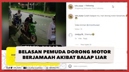 Belasan Pemuda Dorong Motor Berjamaah, Diduga Diamankan Karena Balap Liar
