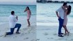 'Man surprises girlfriend with a romantic beach proposal during trip to the Maldives '